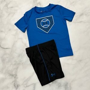 Under Armour Boys Shirt and Short SET Blue/Black | Size 6